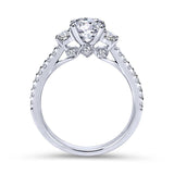 Gabriel & Co. 14k White Gold Contemporary 3 Stone Engagement Ring