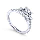 Gabriel & Co. 14k White Gold Contemporary 3 Stone Engagement Ring