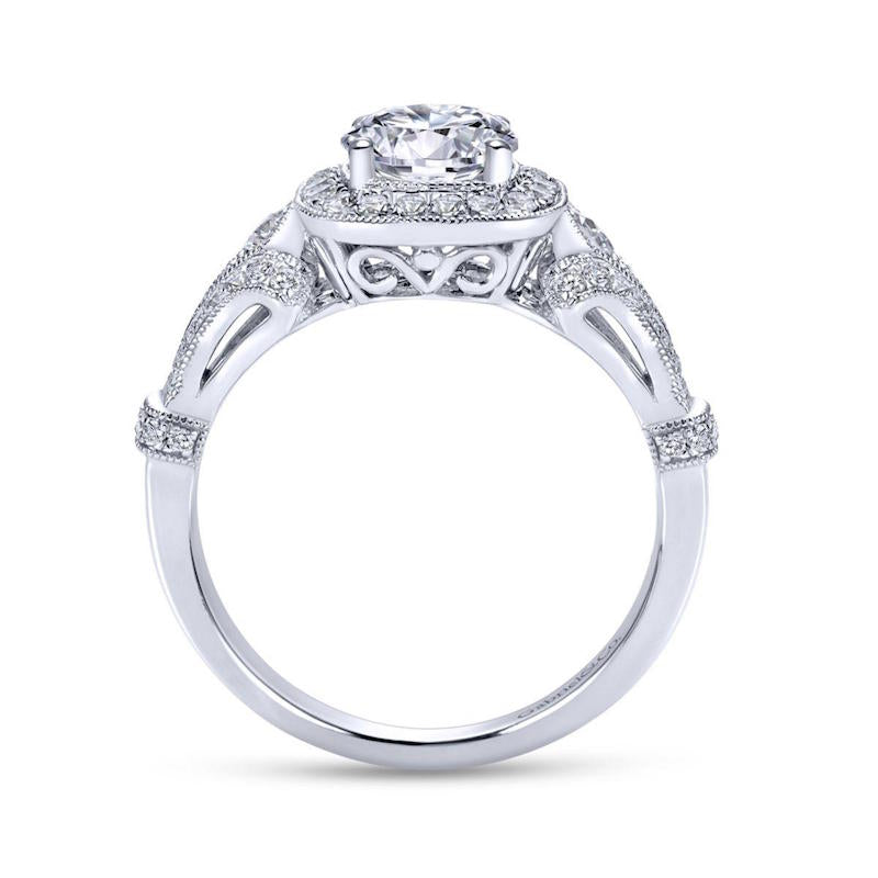 Gabriel & Co. 14k White Gold Victorian Vintage Engagement Ring