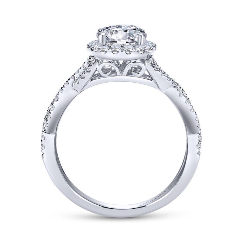 Gabriel & Co. 14k White Gold Contemporary Criss Cross Engagement Ring