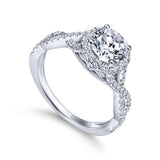 Gabriel & Co. 14k White Gold Contemporary Criss Cross Engagement Ring