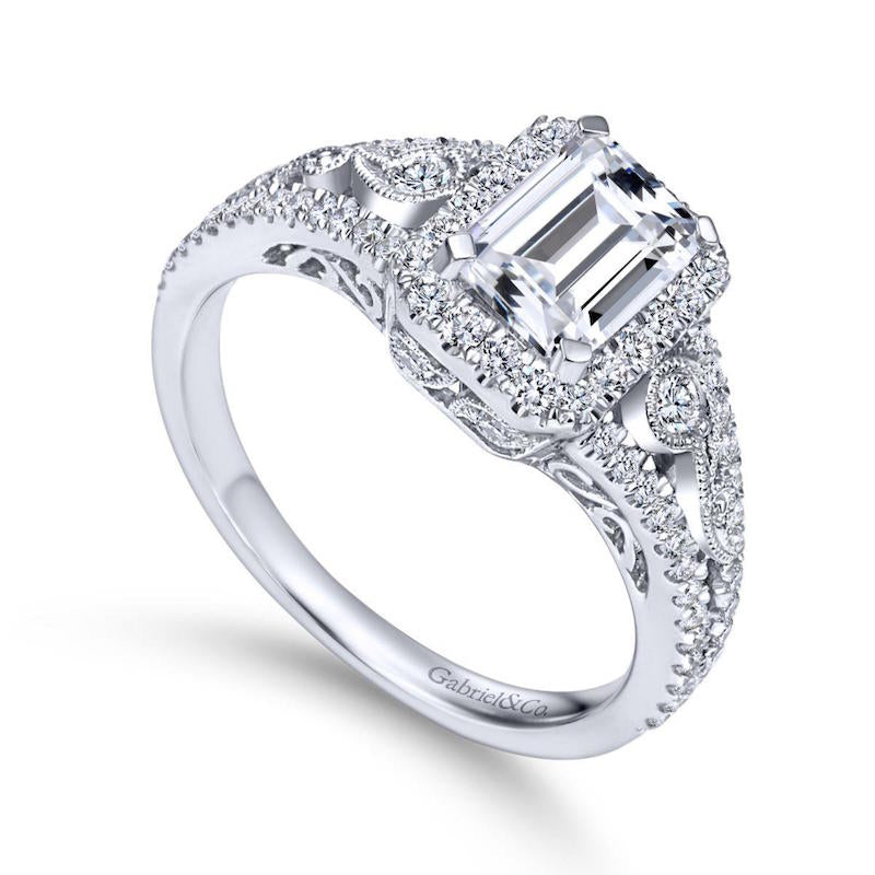 Gabriel & Co. 18K White Gold Contemporary Halo Engagement Ring