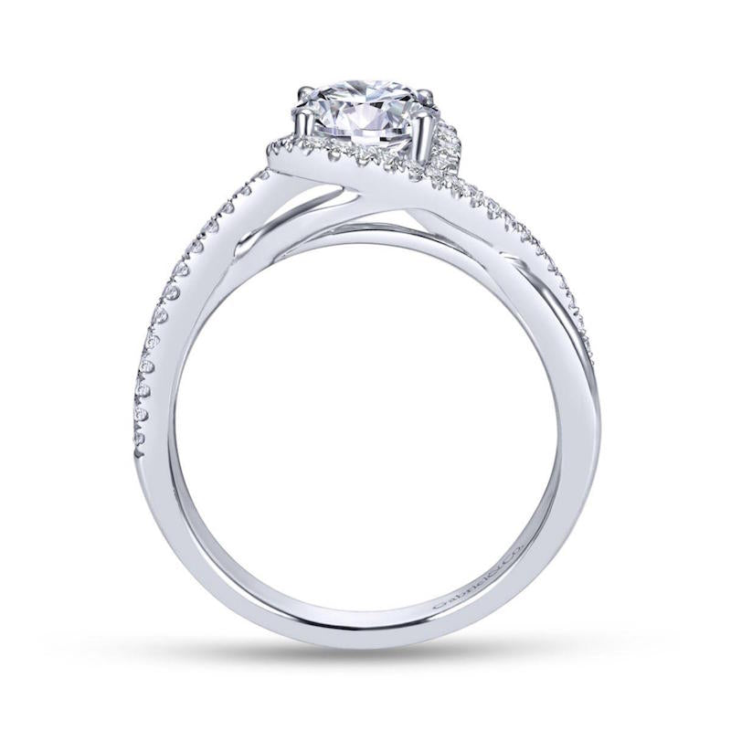 Gabriel & Co. 14k White Gold Contemporary Twisted Engagement Ring