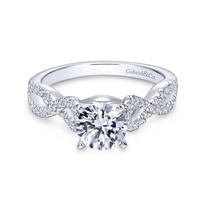 Gabriel & Co. 14k White Gold Contemporary Twisted Engagement Ring