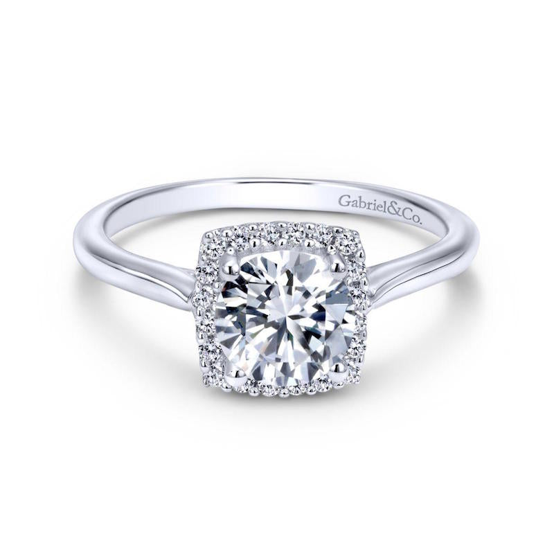 Gabriel & Co. 14k White Gold Contemporary Halo Engagement Ring