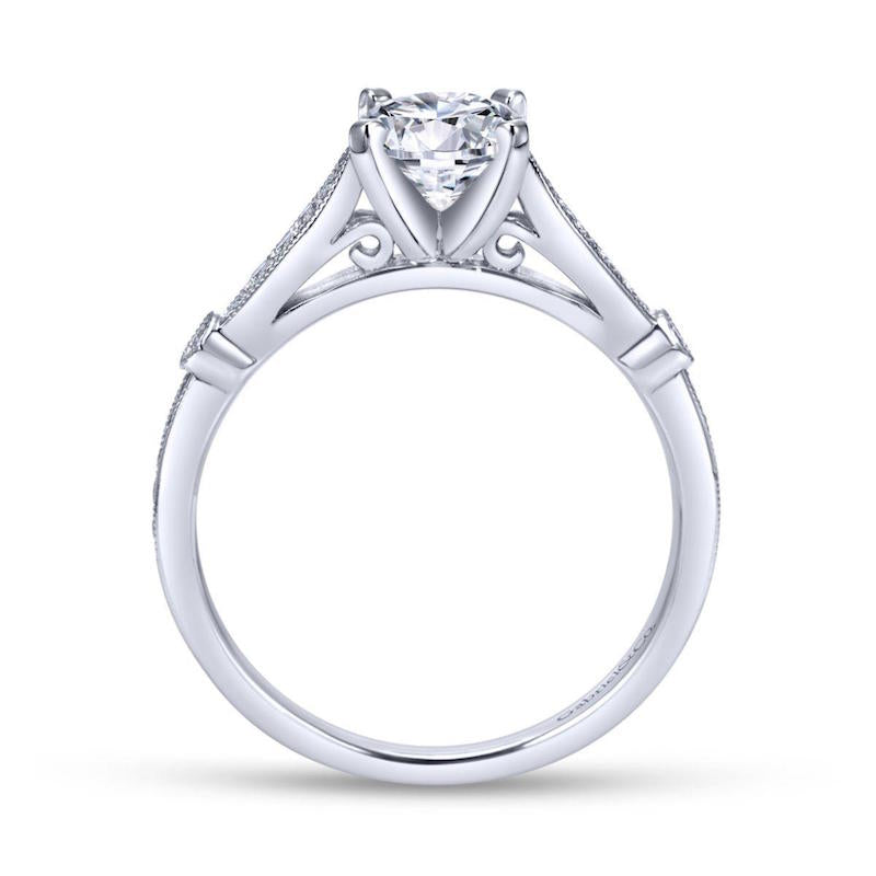 Gabriel & Co. 14k White Gold Victorian Straight Engagement Ring