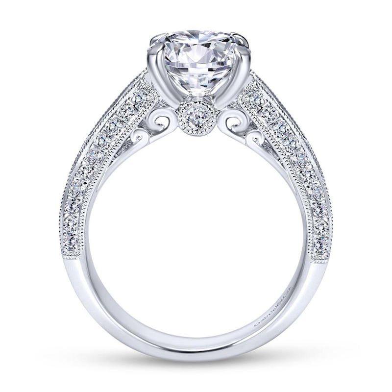 Gabriel & Co. 14k White Gold Victorian Straight Engagement Ring