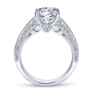 Gabriel & Co. 14k White Gold Victorian Straight Engagement Ring