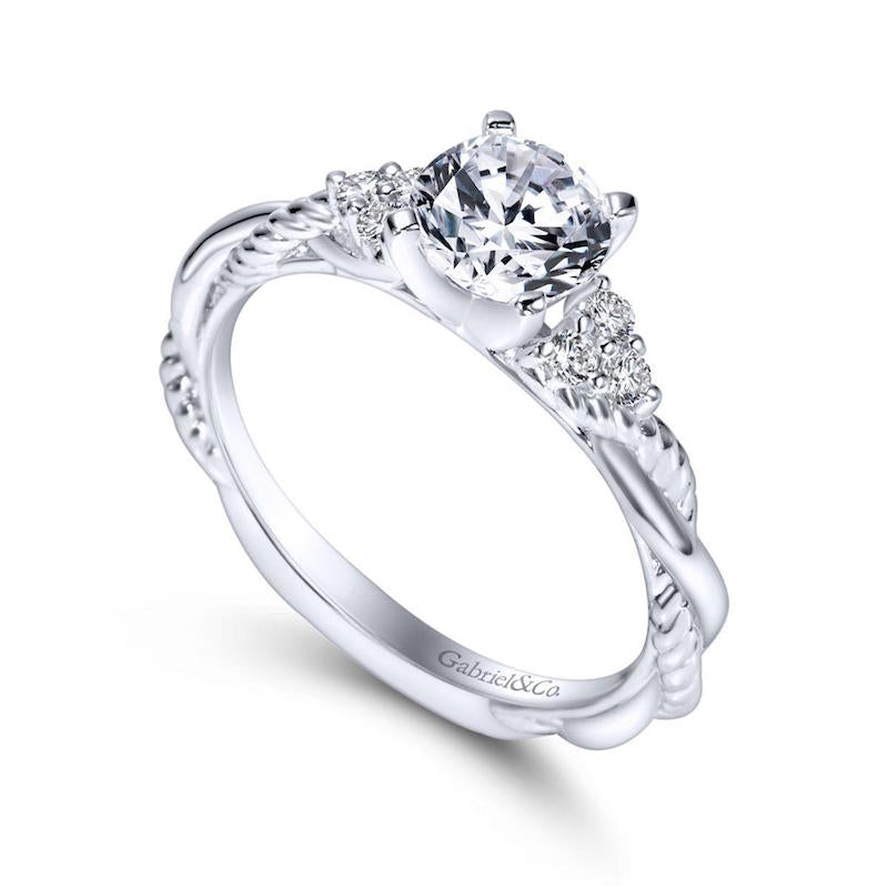 Gabriel & Co. 14k White Gold Hampton Twisted Engagement Ring