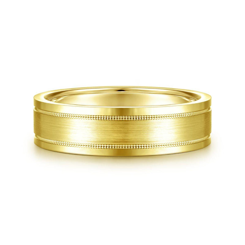 Gabriel & Co. 14k Yellow Gold Exclusive Men's Wedding Band