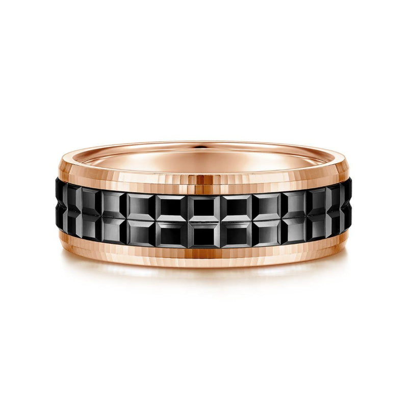 Gabriel & Co. 14k Rose Gold Exclusive Men's Wedding Band