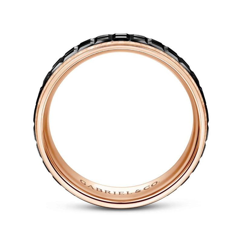 Gabriel & Co. 14k Rose Gold Exclusive Men's Wedding Band