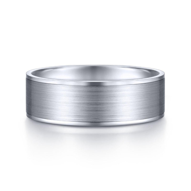 Gabriel & Co. 14k White Gold Classic Men's Wedding Band