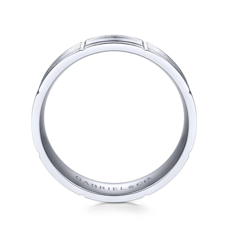 Gabriel & Co. 14k White Gold Classic Men's Wedding Band