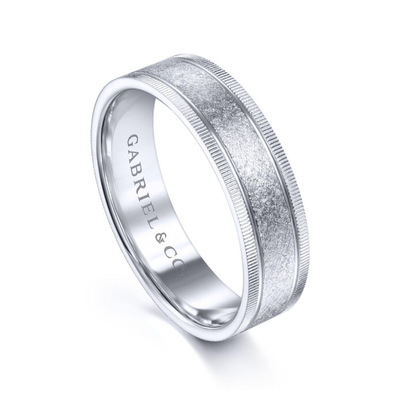 Gabriel & Co. 14k White Gold Classic Men's Wedding Band