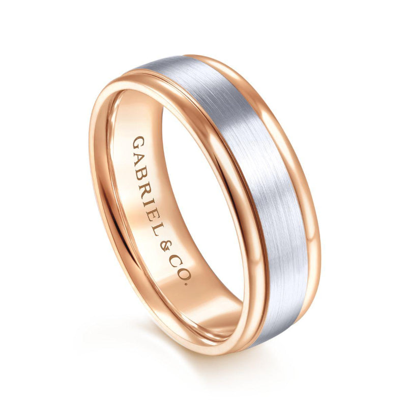 Gabriel & Co. 14k Two Tone Gold Signature Men's Wedding Band