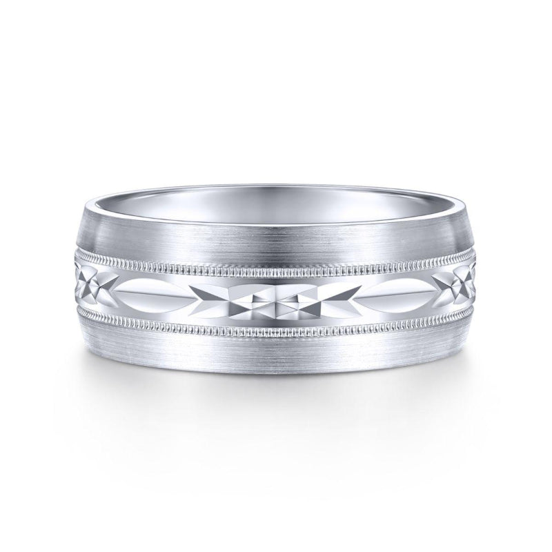 Gabriel & Co. 14k White Gold Signature Men's Wedding Band