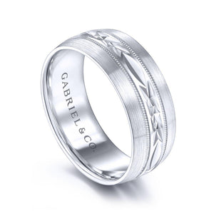 Gabriel & Co. 14k White Gold Signature Men's Wedding Band