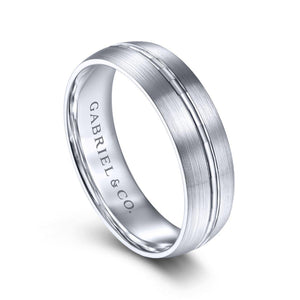 Gabriel & Co. 14k White Gold Signature Men's Wedding Band