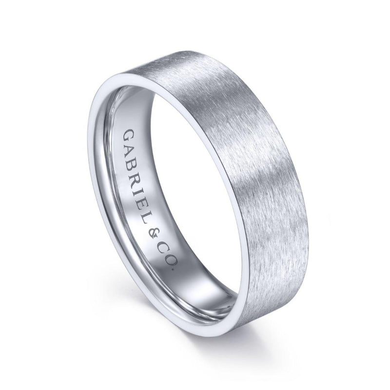 Gabriel & Co. 14k White Gold Signature Men's Wedding Band