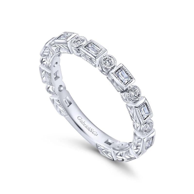 Gabriel & Co. 14k White Gold Stackable Diamond Ring