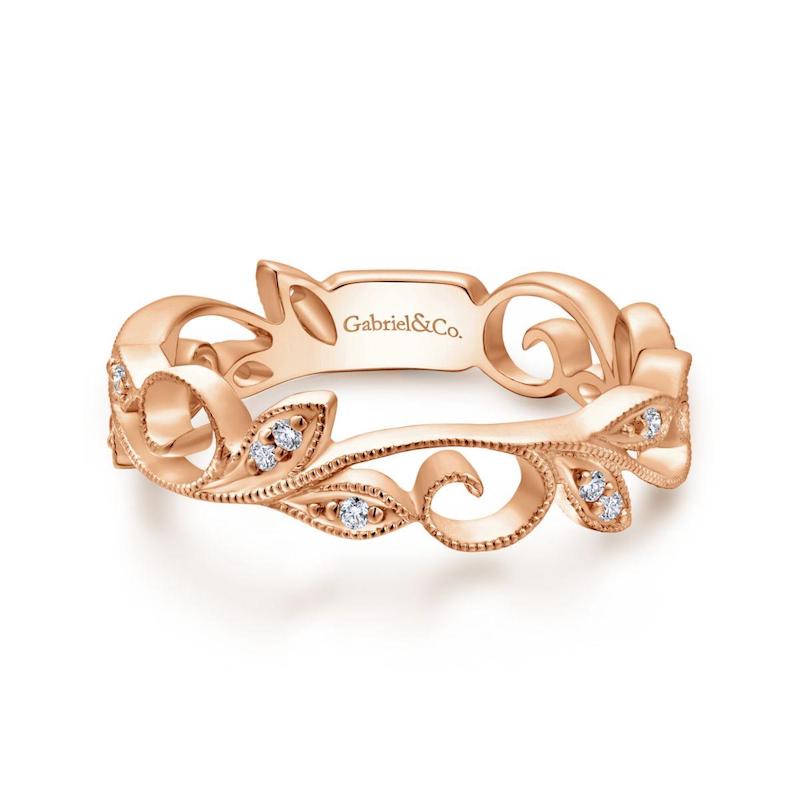 Gabriel & Co. 14k Rose Gold Stackable Diamond Ring