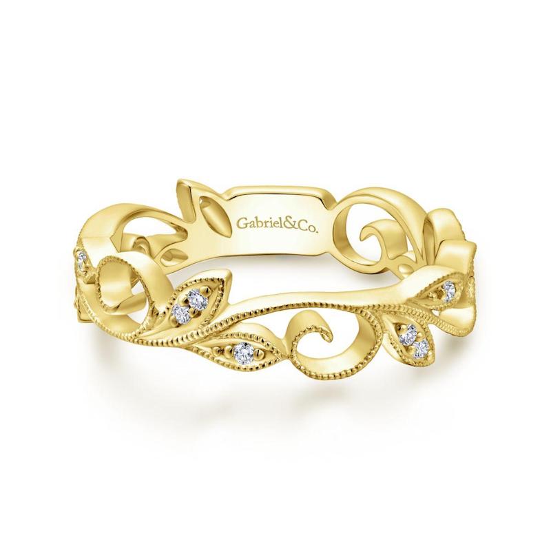 Gabriel & Co. 14k Yellow Gold Stackable Diamond Ring