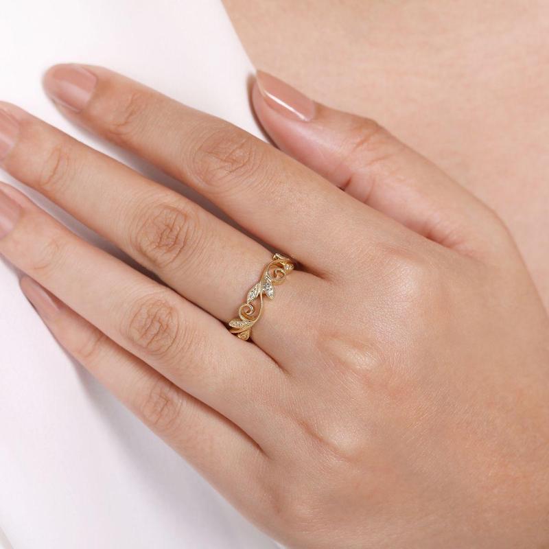 Gabriel & Co. 14k Yellow Gold Stackable Diamond Ring