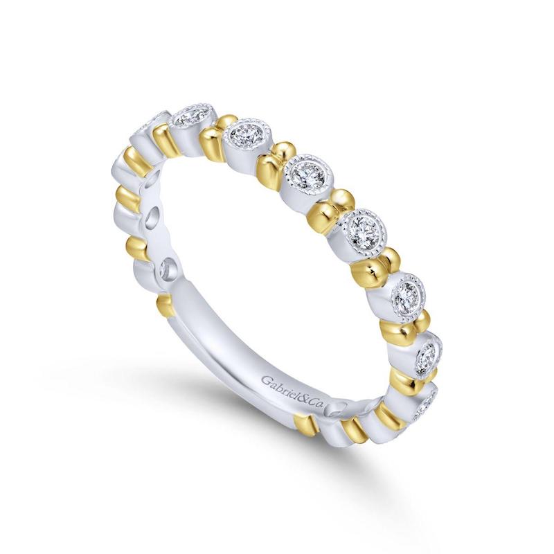 Gabriel & Co. 14k White and Yellow Gold Stackable Diamond Ring