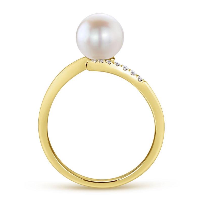 Gabriel & Co. 14k Yellow Gold Grace Pearl & Diamond Ring