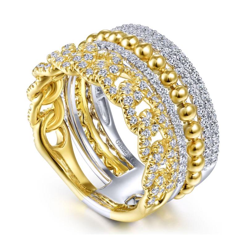 Gabriel & Co. 14k Two Tone Gold Contemporary Diamond Ring
