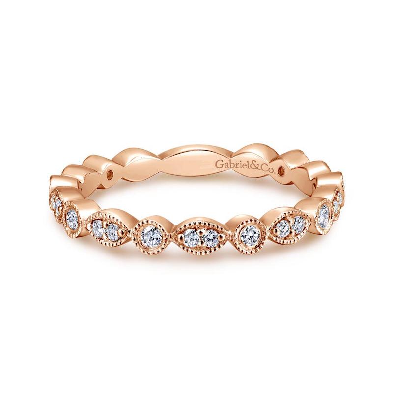 Gabriel & Co. 14k Rose Gold Stackable Diamond Ring