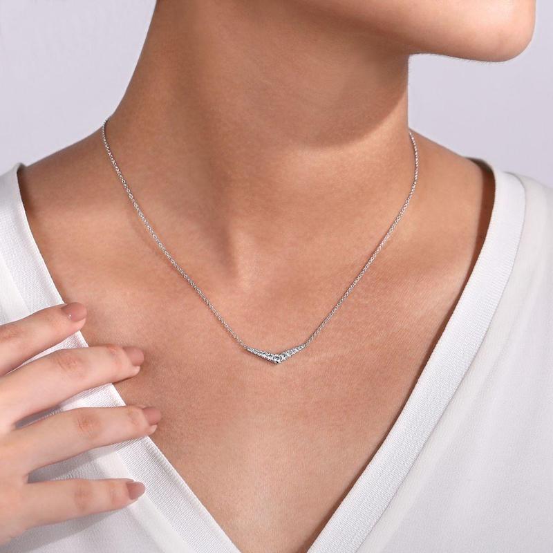 Gabriel & Co. 14k White Gold Lusso Diamond Bar Necklace