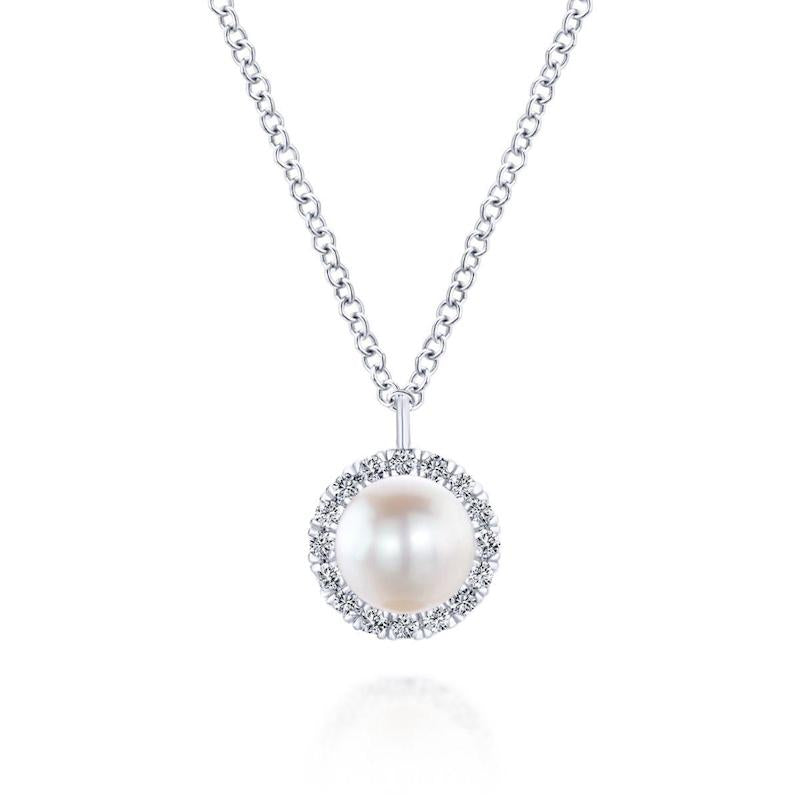 Gabriel & Co. 14k White Gold Grace Pearl & Diamond Necklace