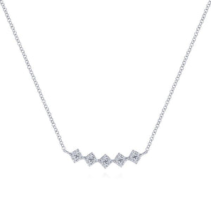 Gabriel & Co. 14k White Gold Art Moderne Diamond Bar Necklace
