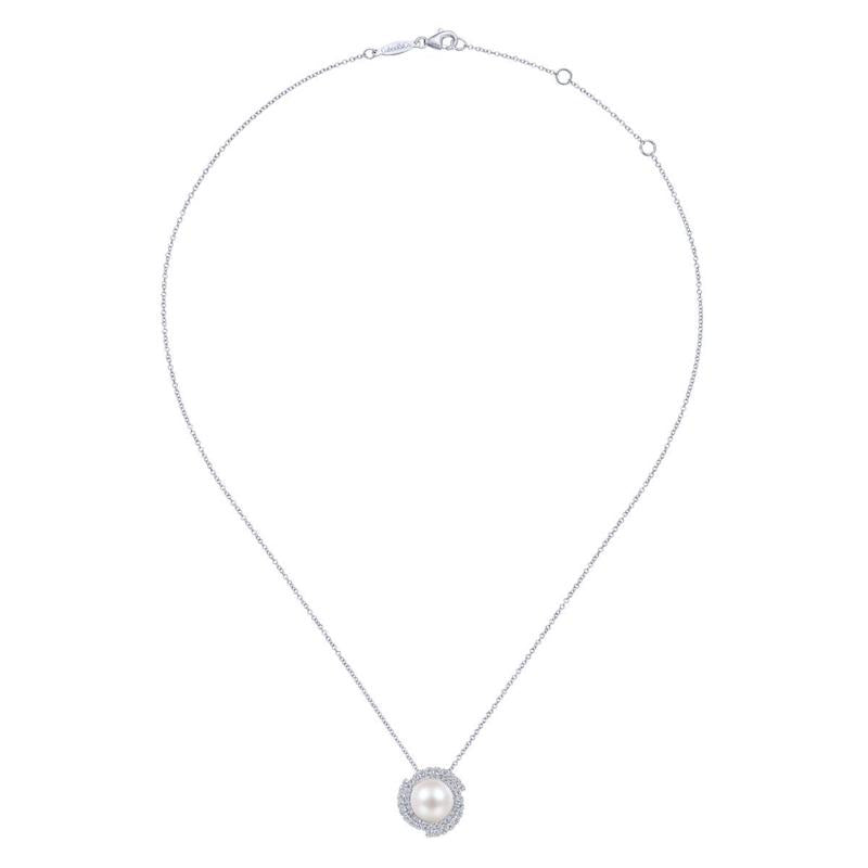 Gabriel & Co. 14k White Gold Grace Pearl & Diamond Necklace