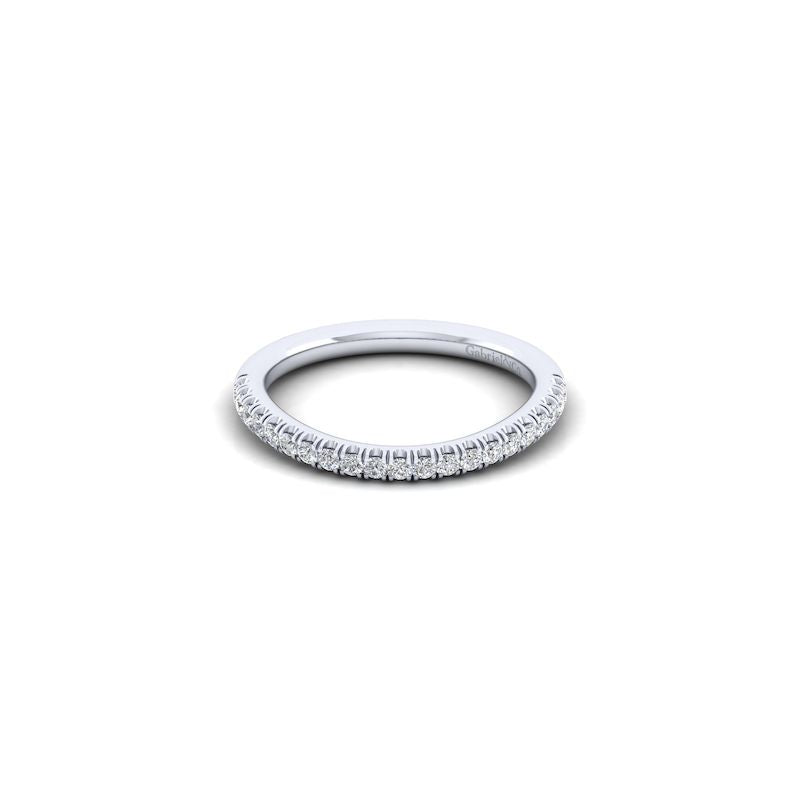 Gabriel & Co. 14k White Gold Contemporary Curved Wedding Band