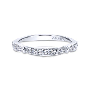 Gabriel & Co. 14k White Gold Victorian Diamond Wedding Band