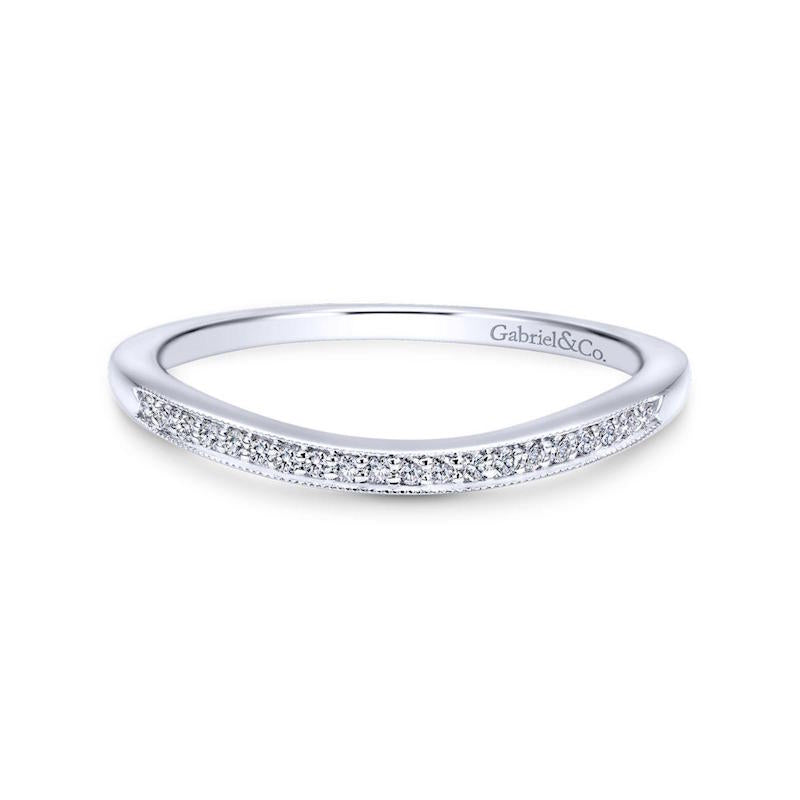 Gabriel & Co. 14k White Gold Victorian Curved Wedding Band