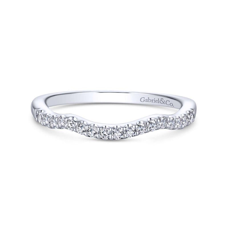 Gabriel & Co. 14k White Gold Contemporary Curved Wedding Band