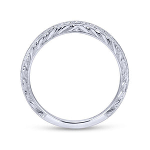 Gabriel & Co. 14k White Gold Victorian Curved Wedding Band