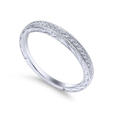 Gabriel & Co. 14k White Gold Victorian Curved Wedding Band