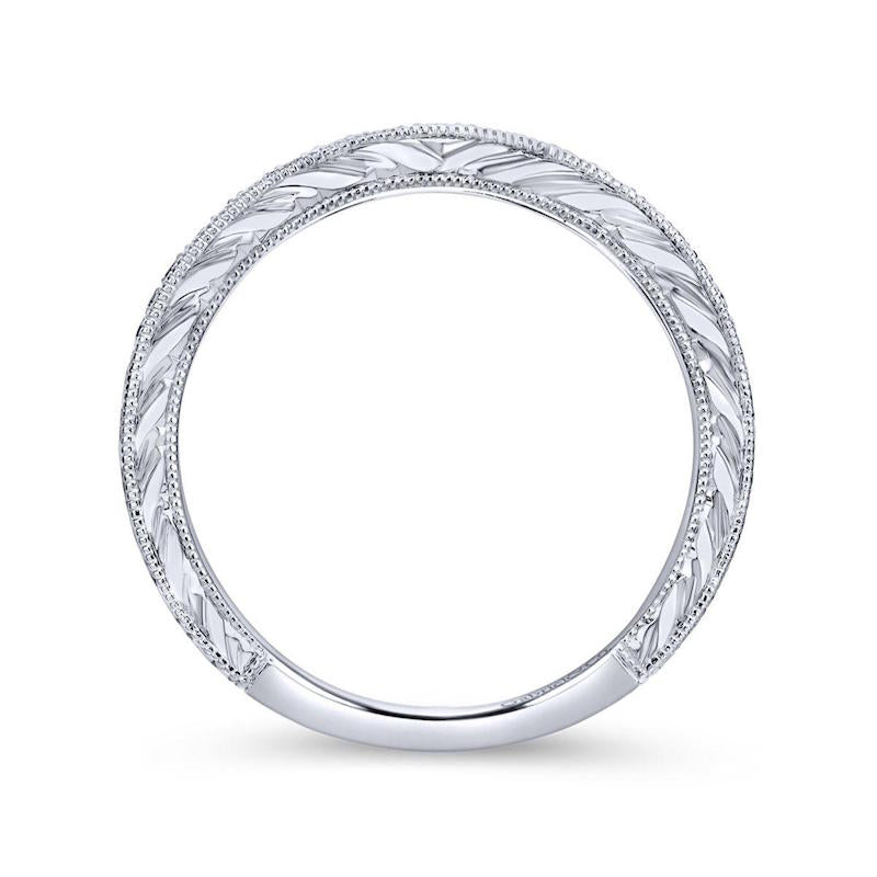 Gabriel & Co. 14k White Gold Victorian Diamond Wedding Band