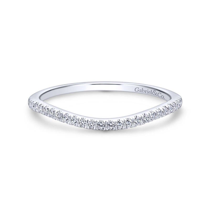 Gabriel & Co. 14k White Gold Contemporary Curved Wedding Band