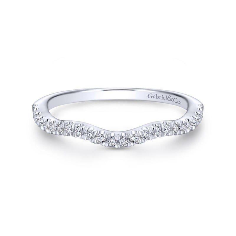 Gabriel & Co. 14k White Gold Contemporary Curved Wedding Band