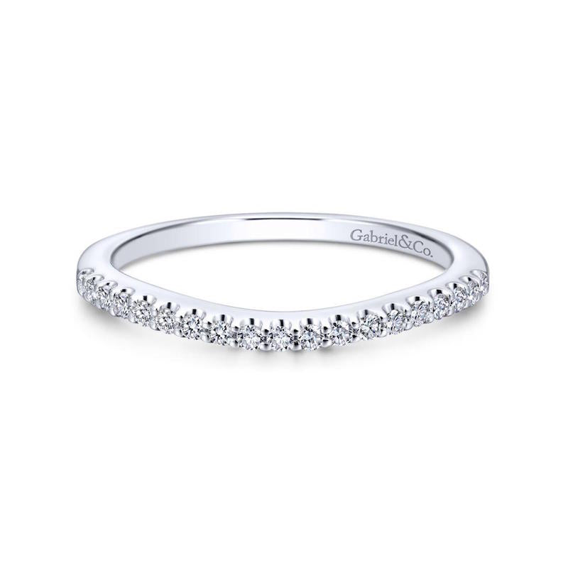 Gabriel & Co. 14k White Gold Contemporary Curved Wedding Band