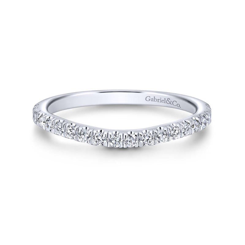 Gabriel & Co. 14k White Gold Contemporary Curved Wedding Band