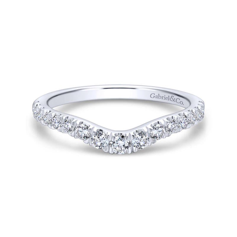 Gabriel & Co. 14k White Gold Contemporary Curved Wedding Band