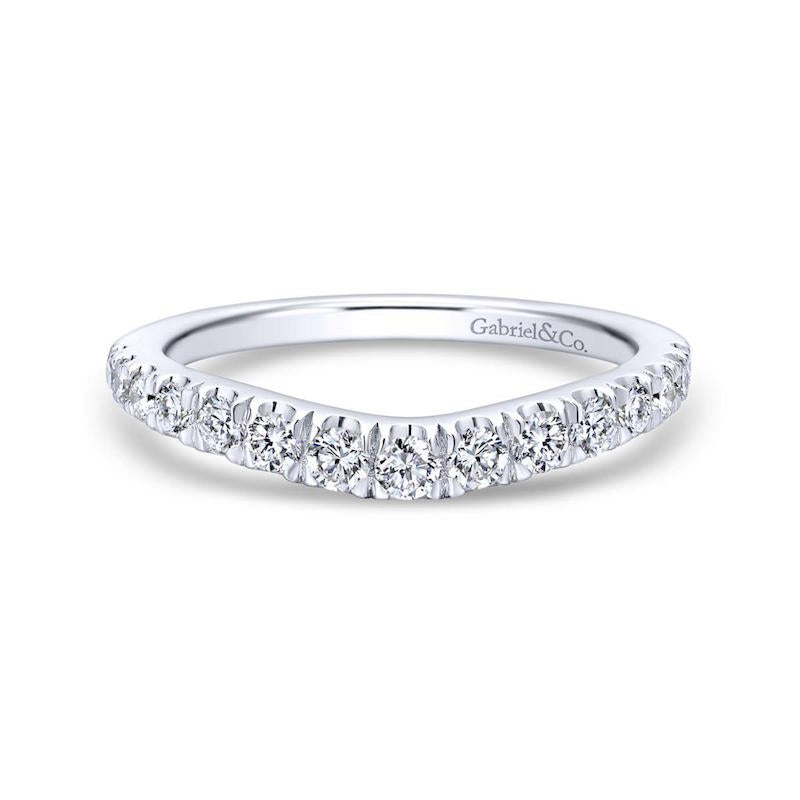 Gabriel & Co. 14k White Gold Contemporary Curved Wedding Band