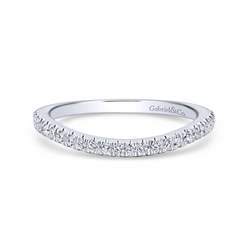 Gabriel & Co. 14k White Gold Contemporary Curved Wedding Band